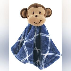 🩵NWOT Hudson Baby Blue & Brown Monkey Plush Animal Security Blanket